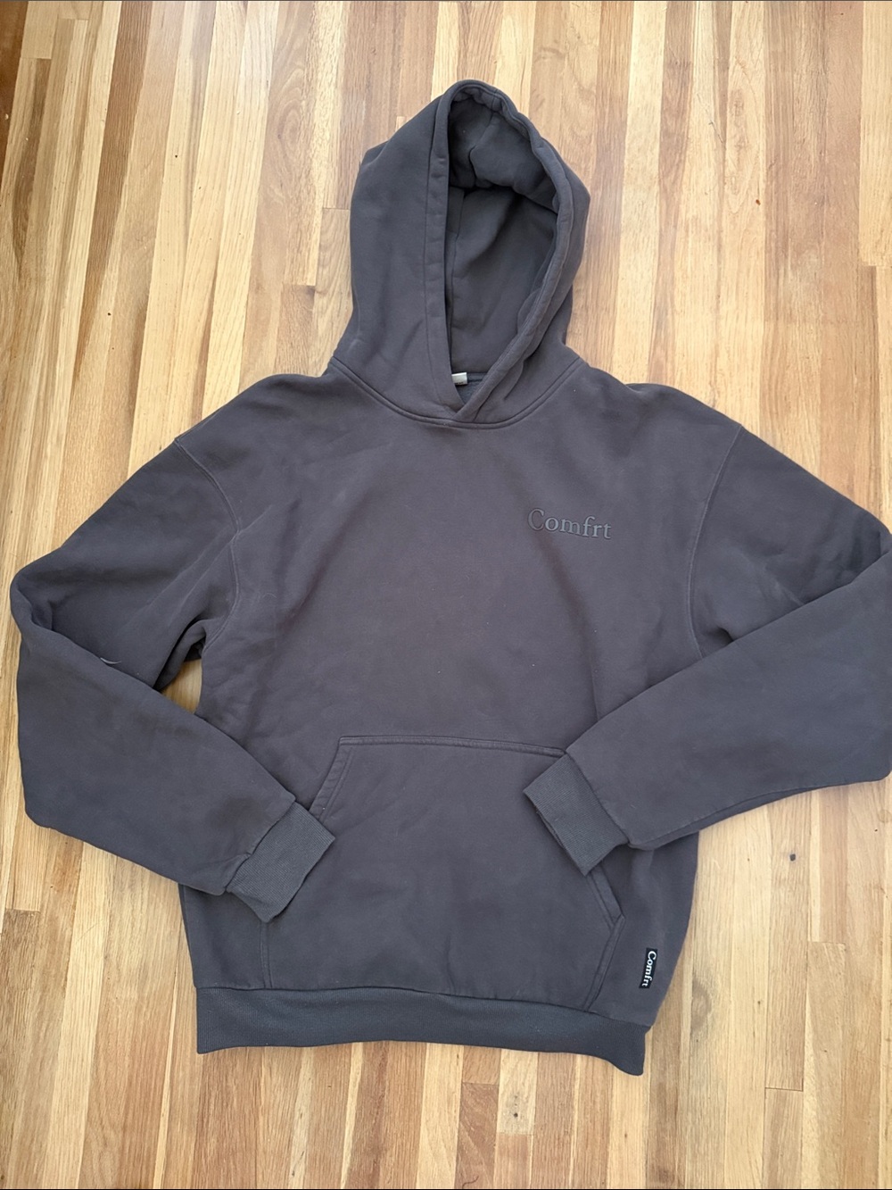 Comfrt Brown Pullover Thick Cozy Sweatshirt Hoodie with Subtle Logo